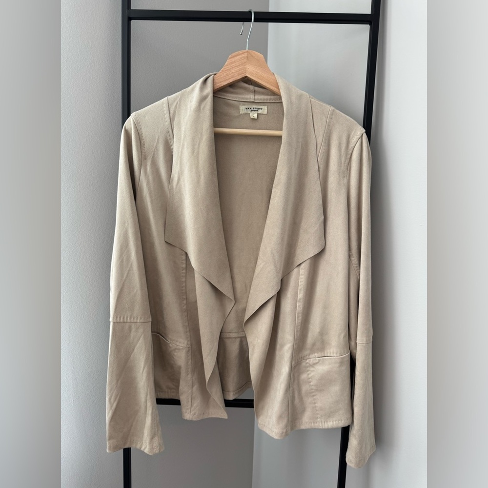 Max Studio Cream Faux Suede Jacket
